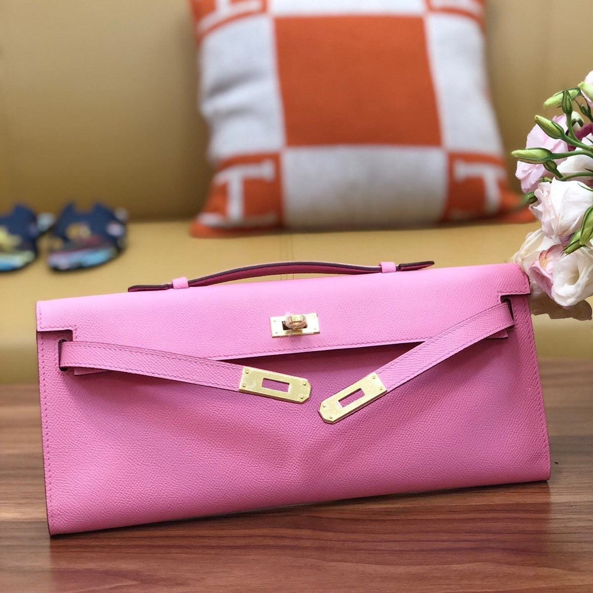 HM Kelly Cut 31cm Light Pink Swift Leather Ghw