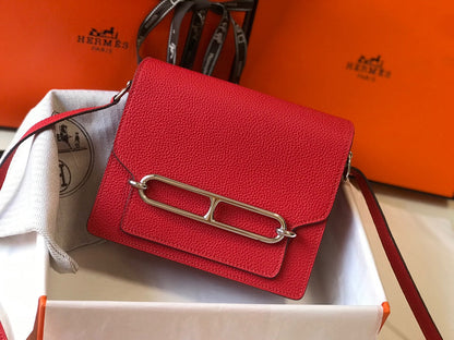 HM SAC ROULIS 18 RED TOGO LEATHER