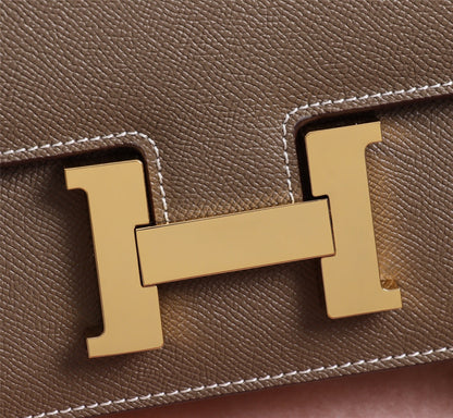 HM CONSTANCE BAGS 19 CHOCOLATE EPSOM GOLD HARDWARE