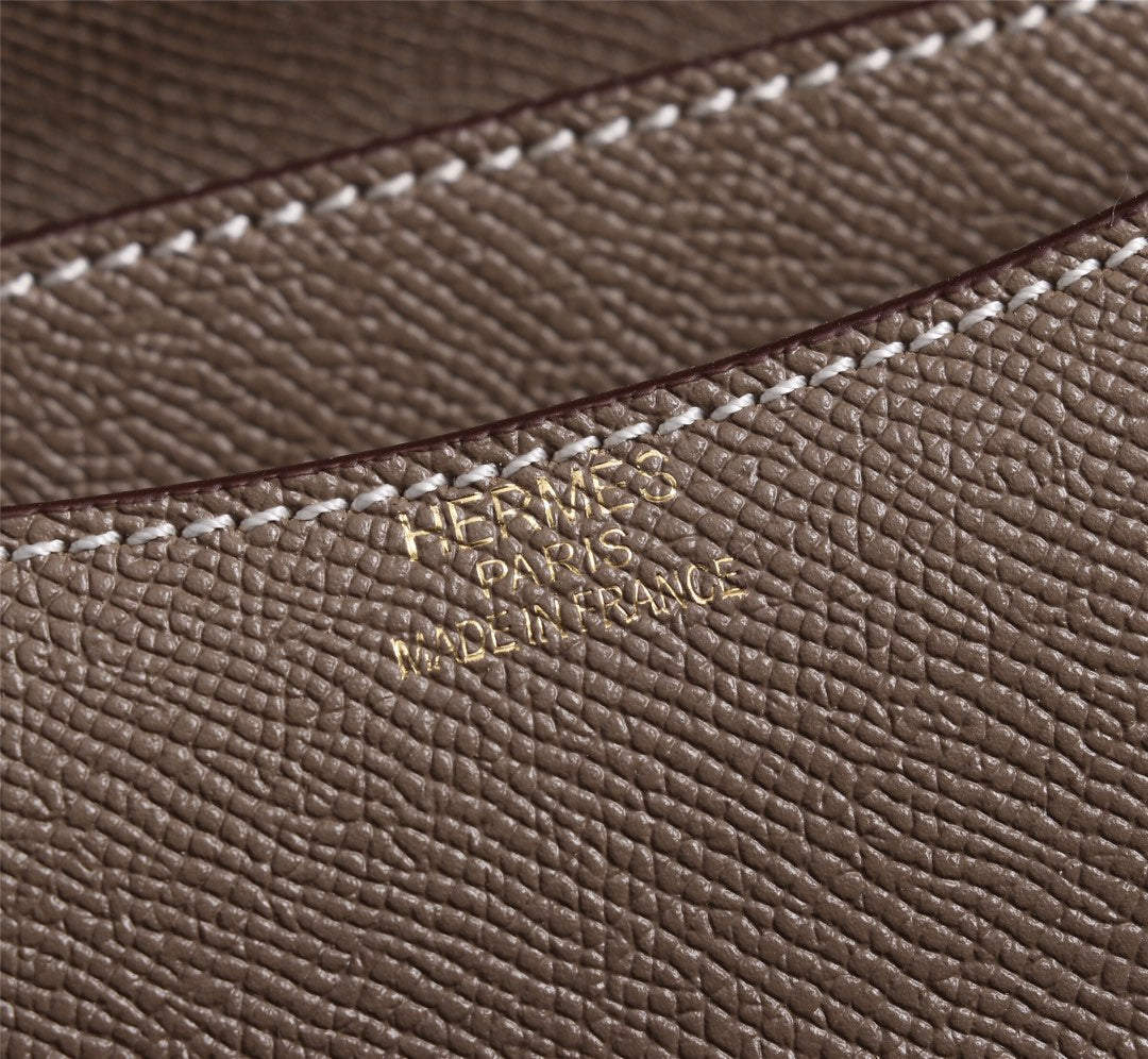 HM CONSTANCE BAGS 19 CHOCOLATE EPSOM GOLD HARDWARE