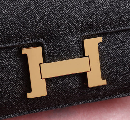 HM CONSTANCE BAGS 19 BLACK EPSOM GOLD HARDWARE