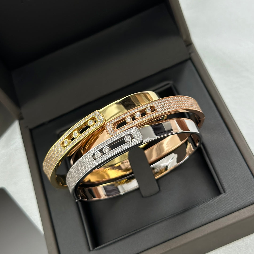 [GALE]Move Noa Rose Gold Pavé Diamond Bangle Bracelet