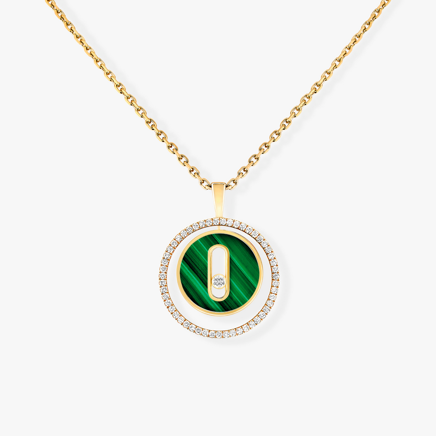 [GALE]LUCKY MOVE 1 DIAMOND MALACHITE GOLD DIAMOND NECKLACE