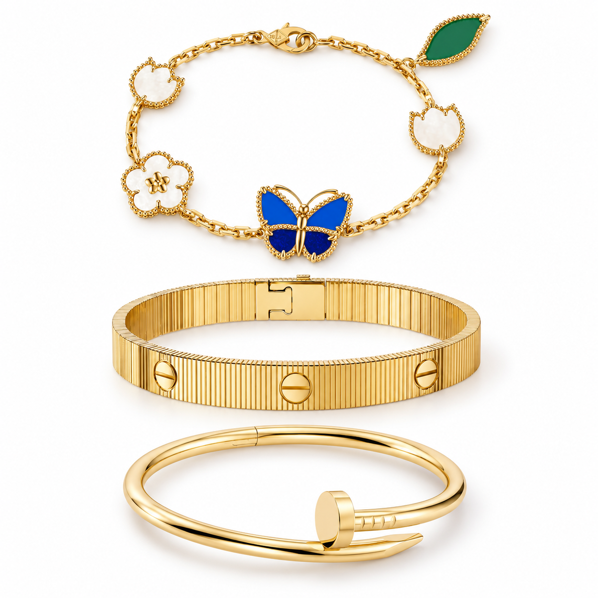 [GALE]Clover Lucky Spring & Love & Juste Garden 3-Piece  Bracelet Stack Set