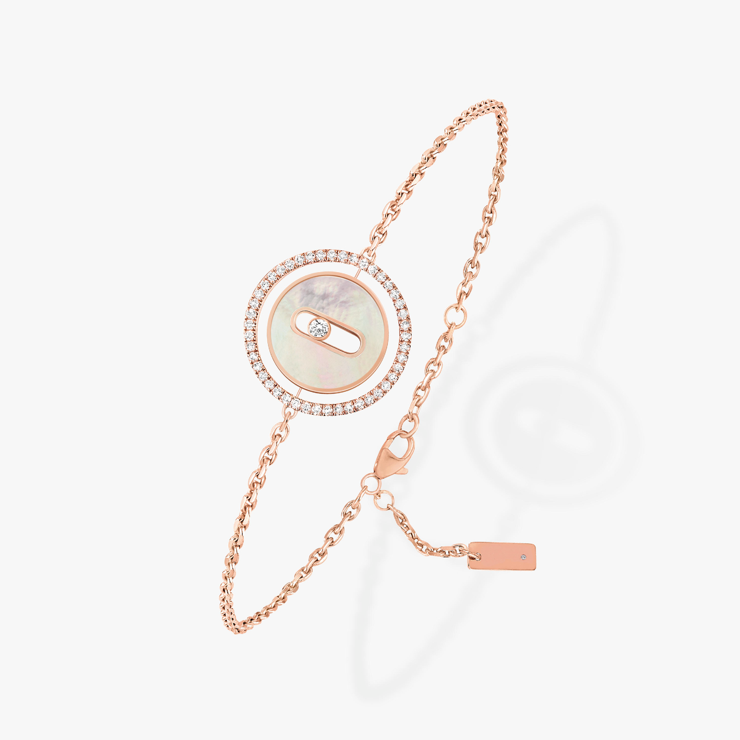 [GALE]LUCKY MOVE WHITE MOTHER OF PEARL PINK GOLD DIAMOND BRACELET