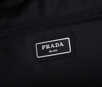 PRA BACKPACK 39 IN BLACK RE-NYLON AND SAFFIANO LEATHER