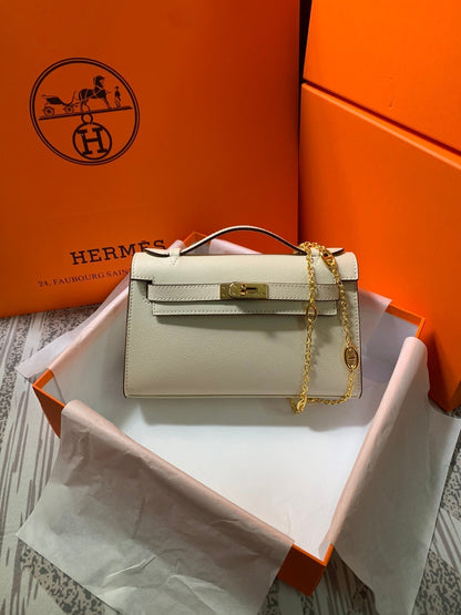 HM KELLY MINI POCHETTE 22 CREAM EPSOM