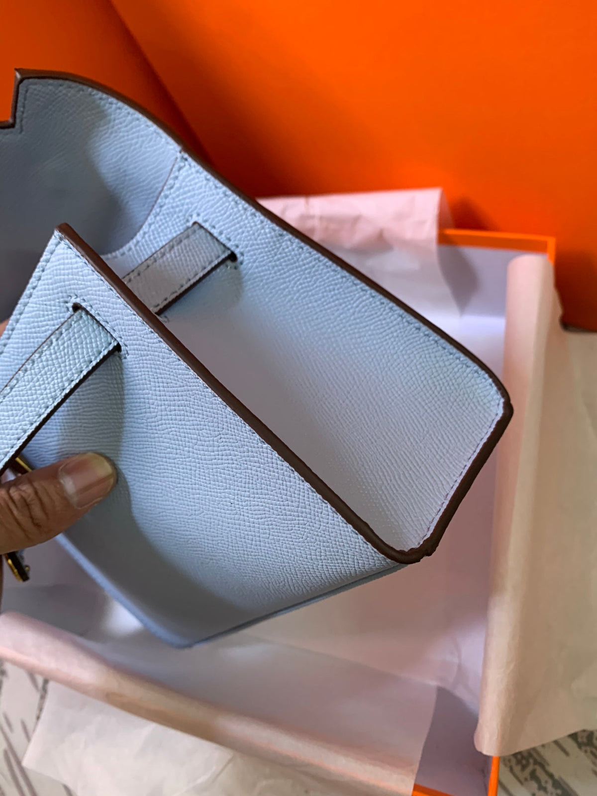 HM KELLY MINI POCHETTE 22 SAPPHIRE EPSOM
