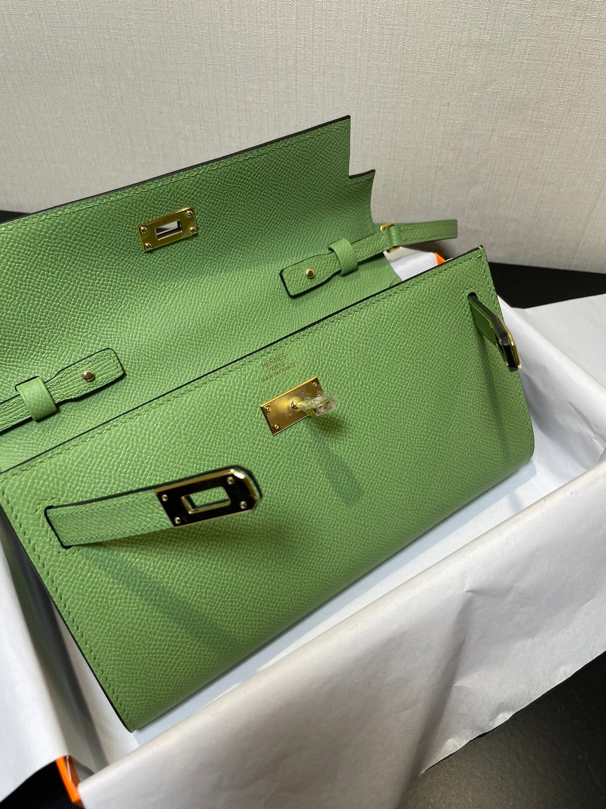 kelly woc 20.5 green epsom gold hardware
