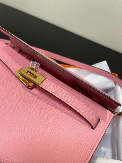 kelly woc 20.5 pink epsom gold hardware