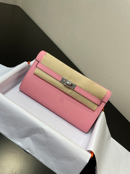 kelly woc 20.5 pink epsom silver hardware