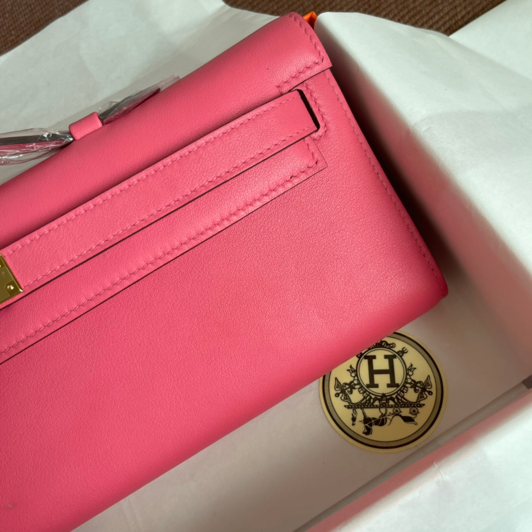 HM Kelly Cut 31cm Pink Swift Leather Ghw