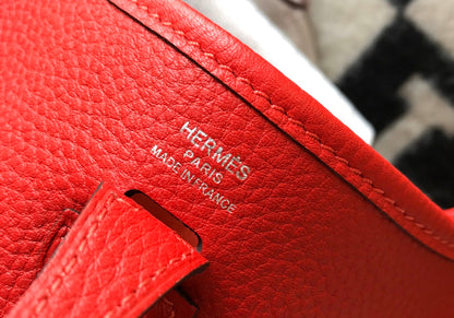 Mini Evelyne 18cm Red Togo Silver Hardware
