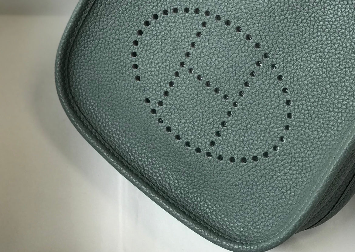 Mini Evelyne 18cm Green Grey Togo Ghw