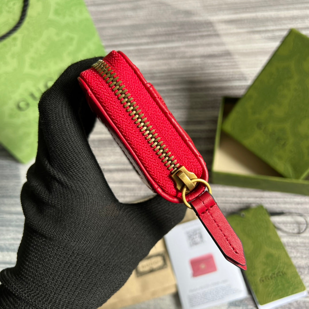 GG MARMONT MINI 11 WALLET CHERRY RED CALFSKIN