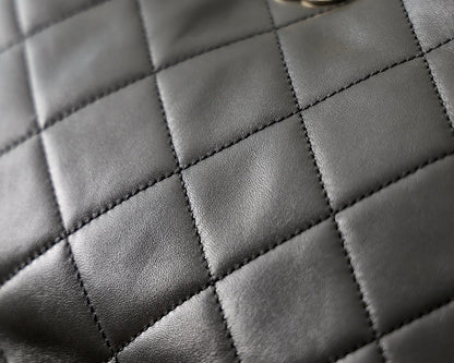 cc hobo bag 26cm black lambskin silver hardware
