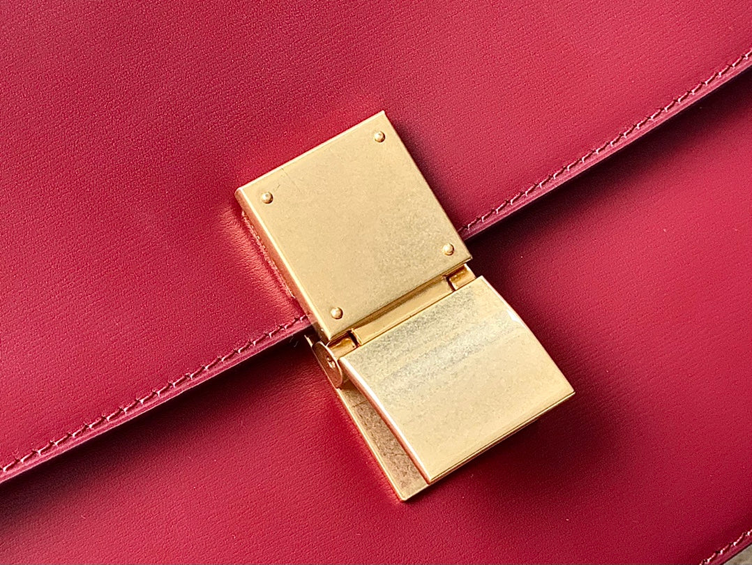 CELINE MEDIUM CLASSIQUE BAG 24CM RED CALFSKIN