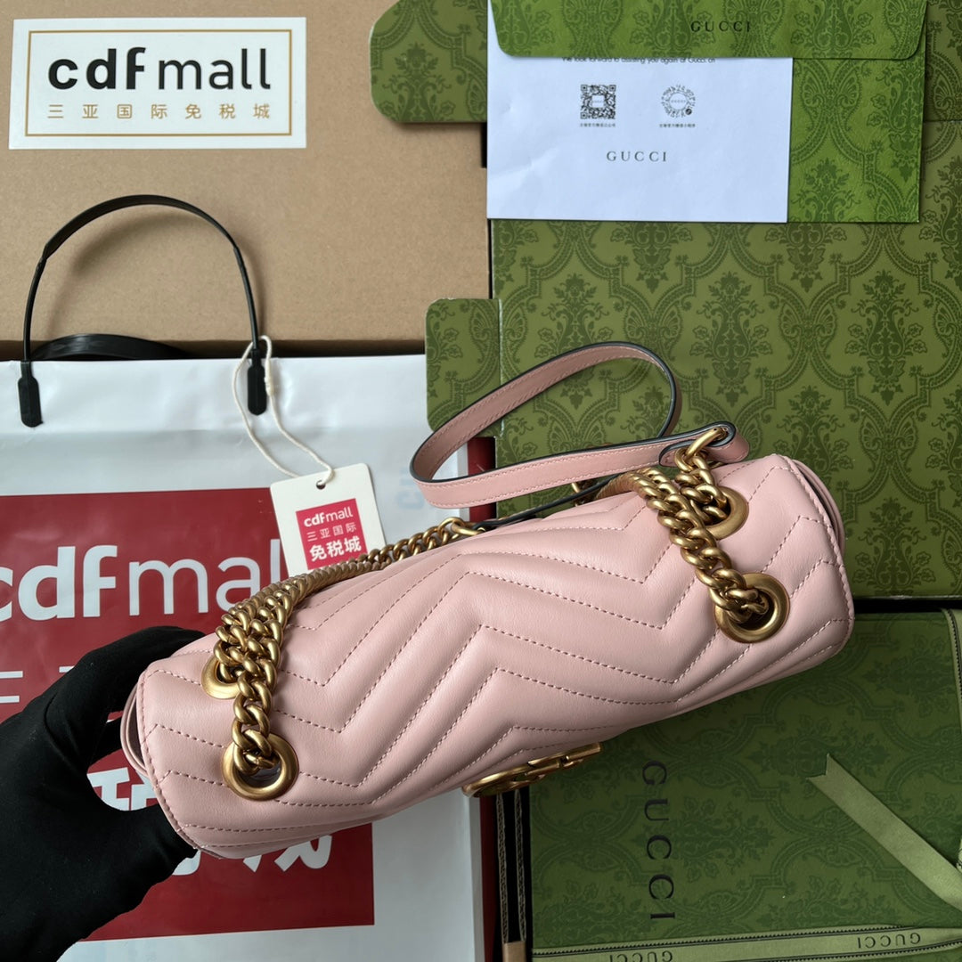 gg marmont 26cm nude mattelasse leather gold hardware