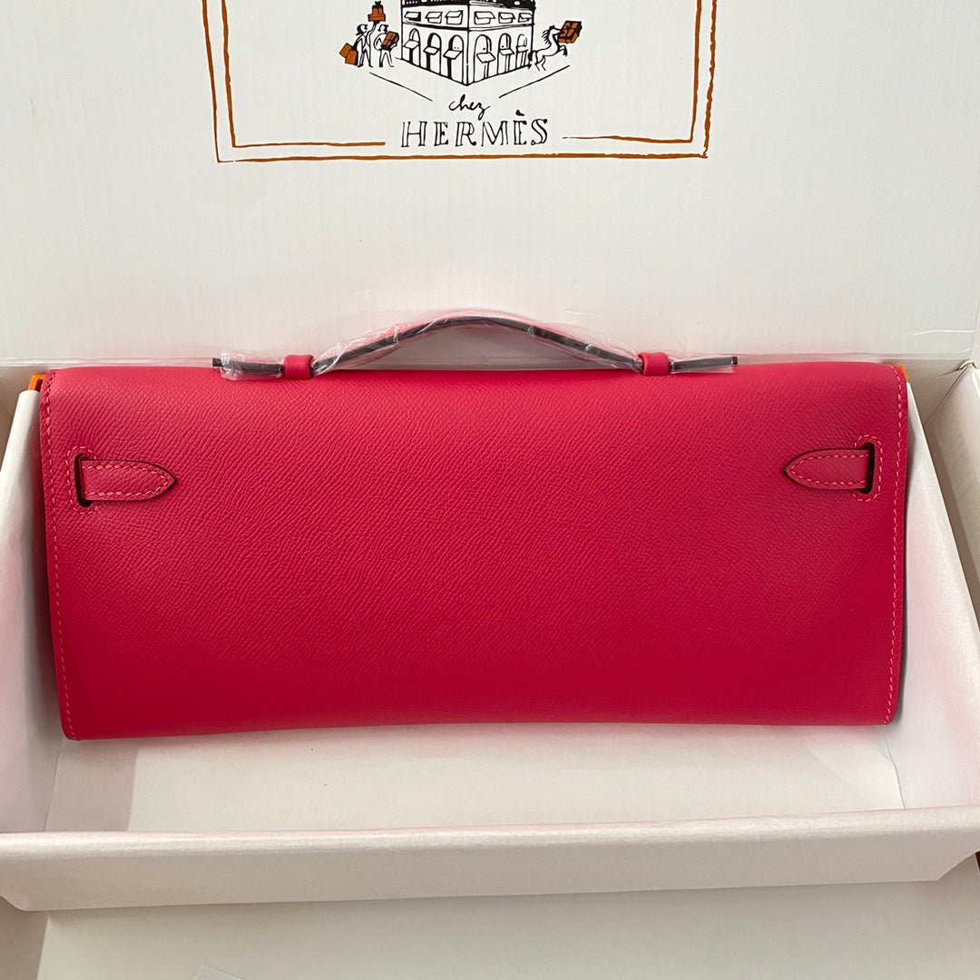 HM Kelly Cut 31 Crimson Pink Epsom Leather Silver Hardware 229061