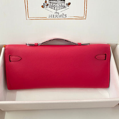 HM Kelly Cut 31 Crimson Pink Epsom Leather Silver Hardware 229061