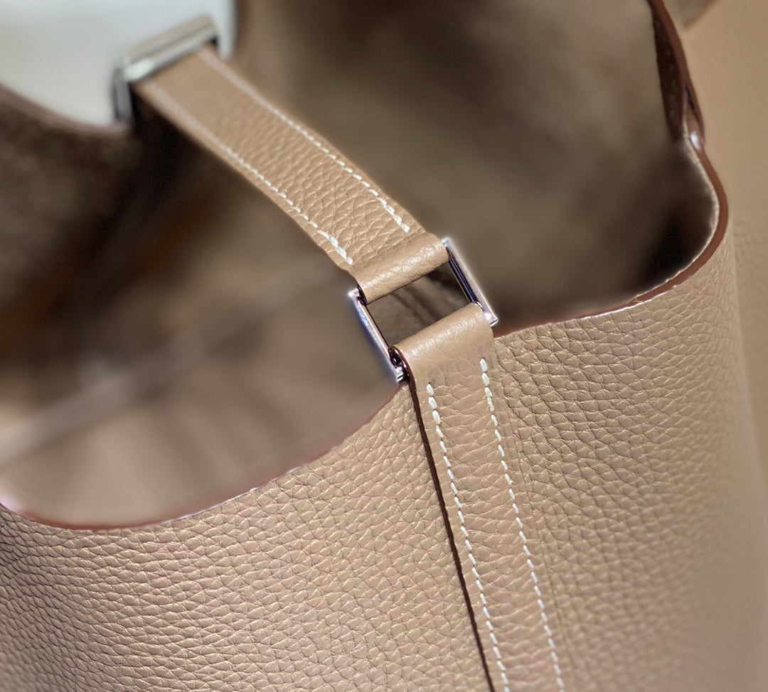 Picotin Lock Etoupe Togo Leather Silver Hardware