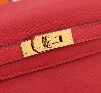 HM KELLY BAG 25 RED TOGO GOLD HARDWARE
