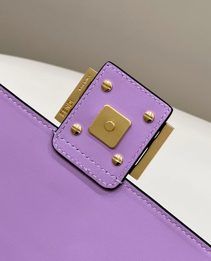BAGUETTE WITH FF MOTIF 27 IN MAUVE PURPLE SOFT LAMBSKIN GOLD HARDWARE