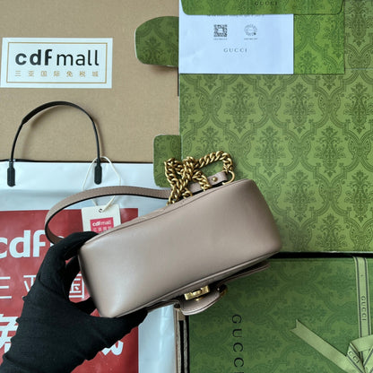 gg marmont mini 18cm dark nude calfskin gold hardware