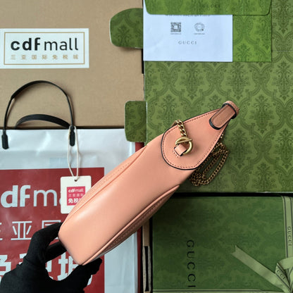 gg marmont half-moon shaped 21cm peach calfskin gold hardware