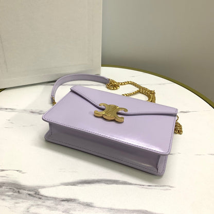 WALLET ON CHAIN MARGO 19 IN LIGHT LILAC SMOOTH CALFSKIN GOLD HARDWARE