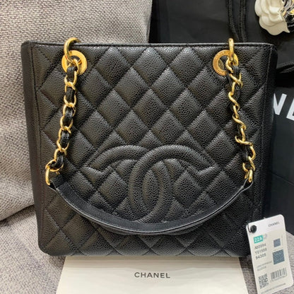 CLASSIC GRAND SHOPPING TOTE BAG 24CM BLACK CAVIAR GOLD HARDWARE