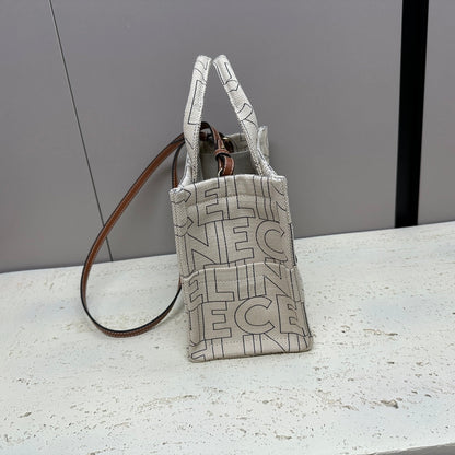 small cabas 26 grey textile multi logo triomphe calfskin