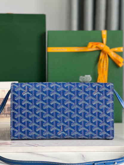 MONTE-CARLO PM CLUTCH 25 IN SAPPHIRE BLUE GOYARDINE CANVAS