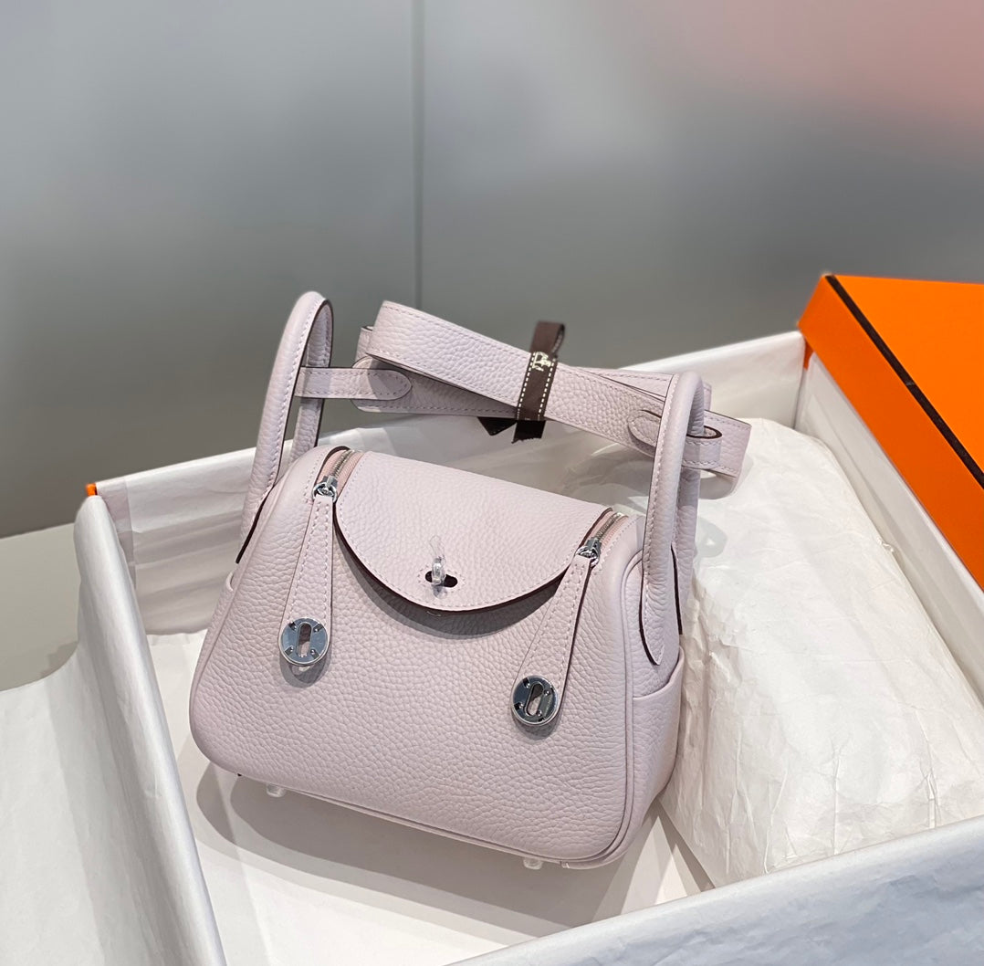 HM Mini Lindy 20cm Light Pink Clemence Leather