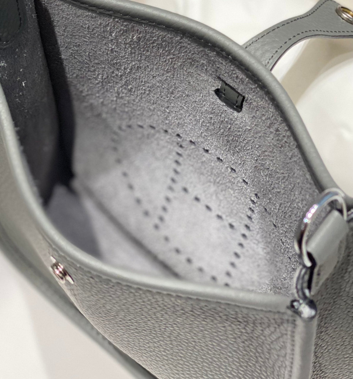 Mini Evelyne 18cm Smoke Grey Togo Silver Hardware
