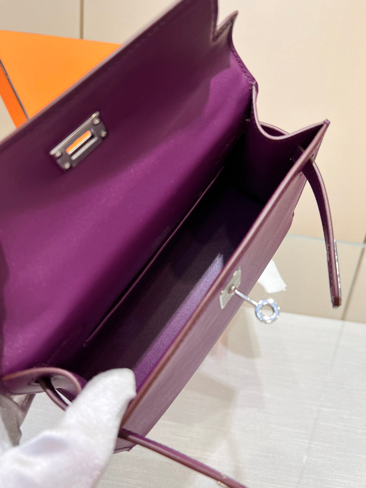 HM KELLY POCHETTE 22CM PURPLE SWIFT SILVER HARDWARE