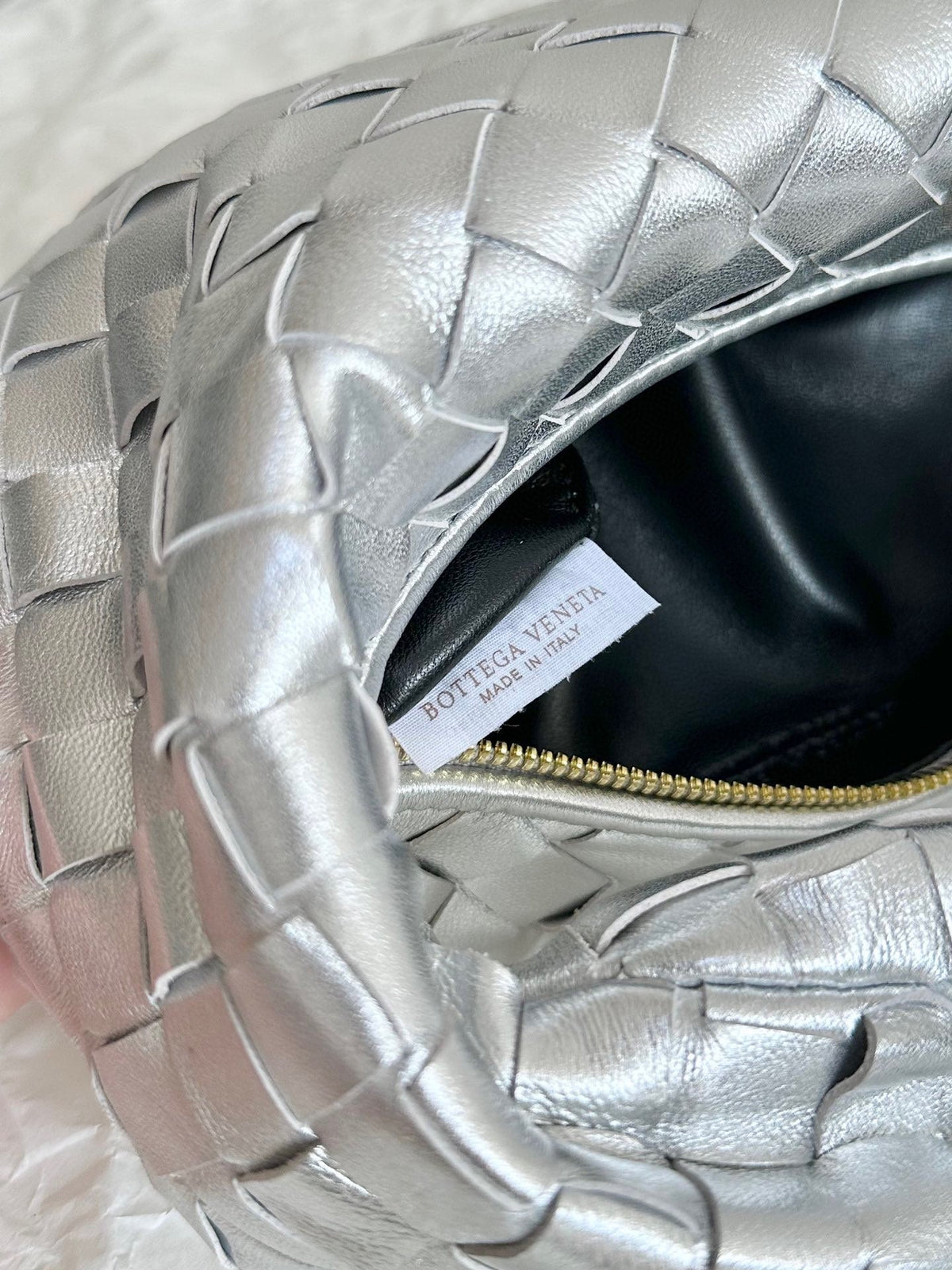 mini jodie 28 silver metalic lambskin