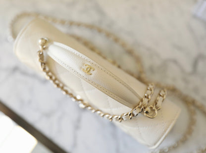 CC 25C Top Handle 18cm Cream Grained Calfskin