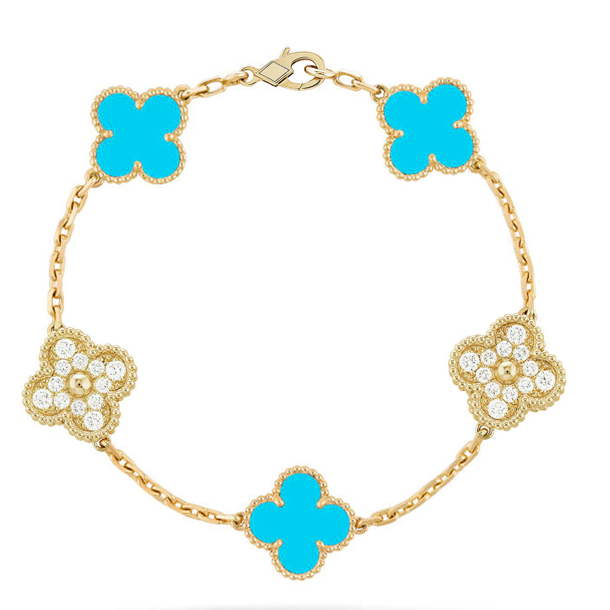 [GALE] CLOVER 5 MOTIF TURQUOISE BRACELET COLLECTION