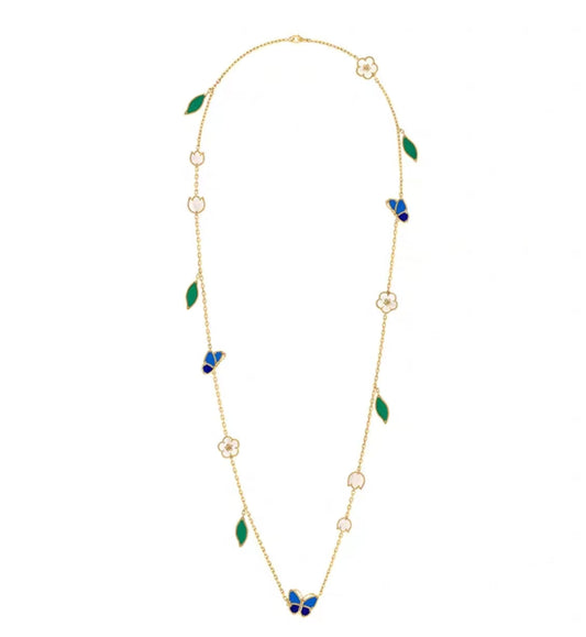 [GALE]LUCKY SPRING BUTTERFLY 15 FLOWER NECKLACE