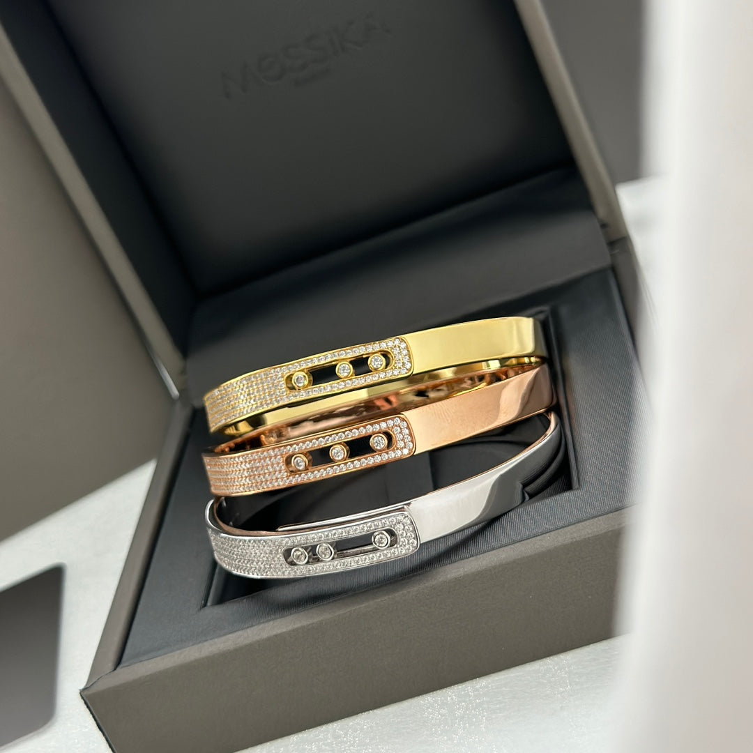 [GALE]Move Noa Rose Gold Pavé Diamond Bangle Bracelet