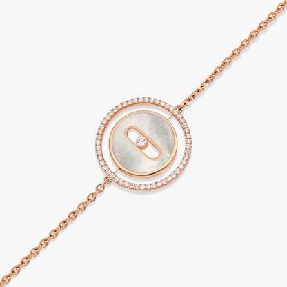 [GALE]LUCKY MOVE WHITE MOTHER OF PEARL PINK GOLD DIAMOND BRACELET