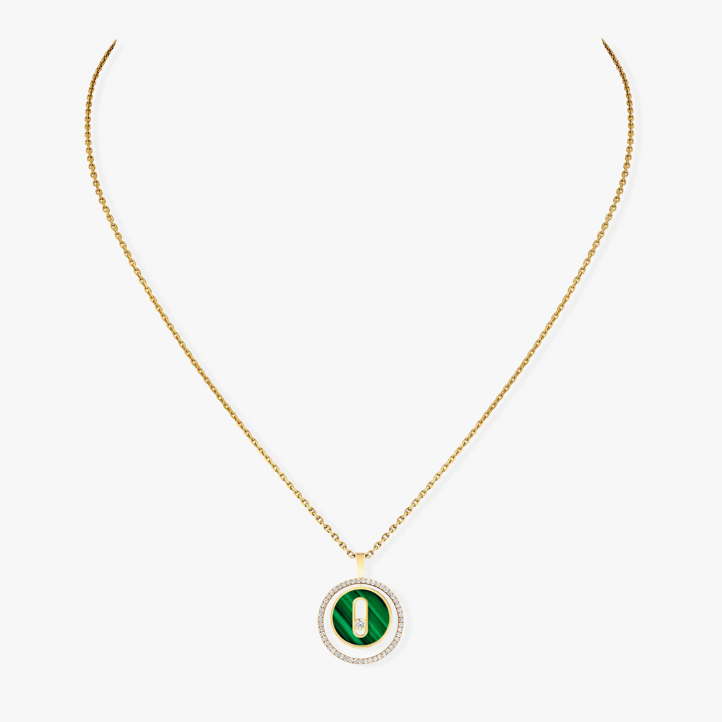 [GALE]LUCKY MOVE 1 DIAMOND MALACHITE GOLD DIAMOND NECKLACE
