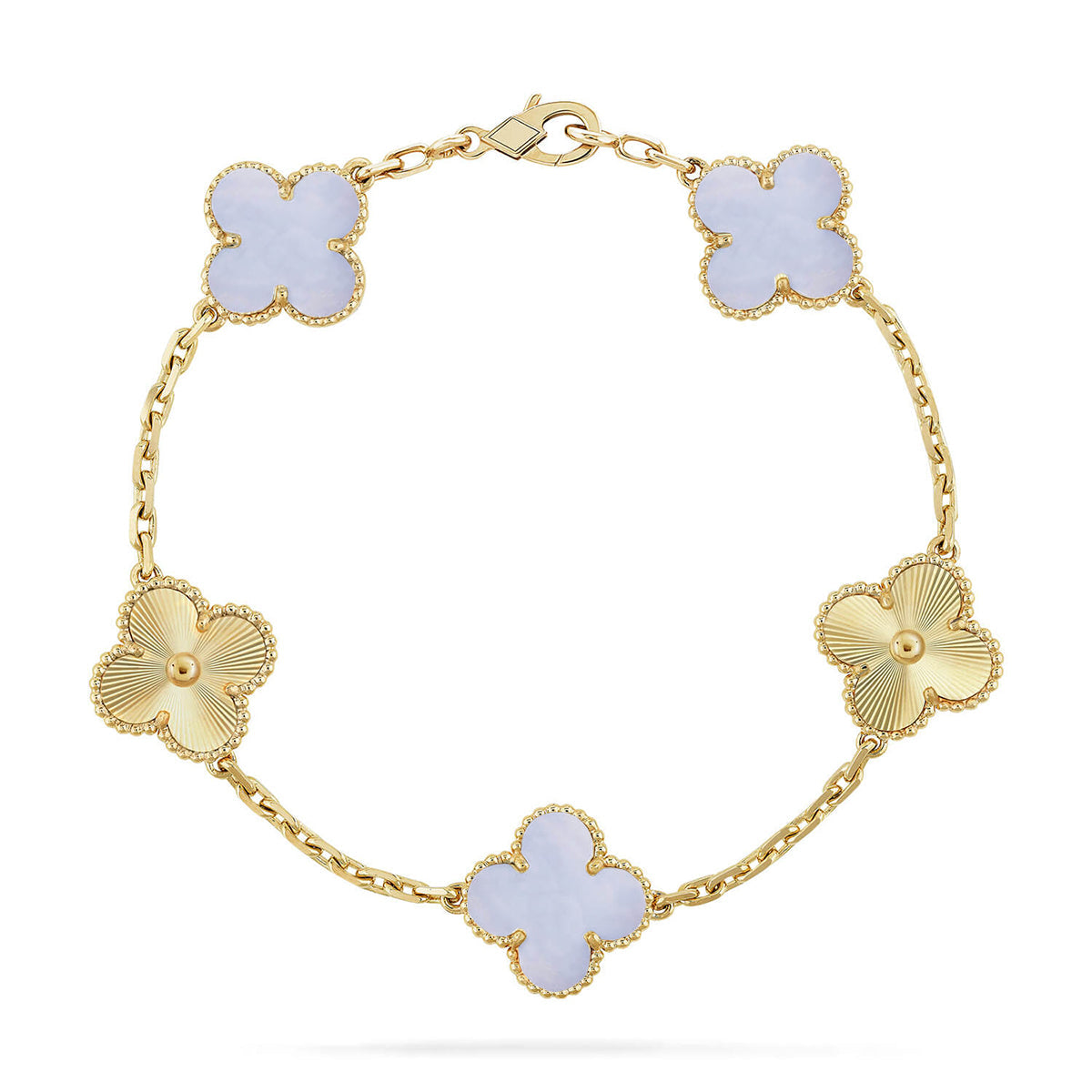[GALE] CLOVER 5 MOTIF PURPLE CHALCEDONY BRACELET COLLECTION
