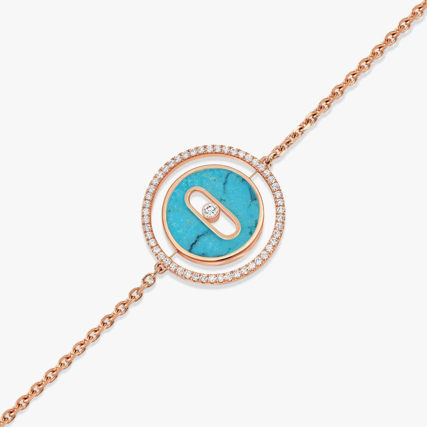 [GALE]LUCKY MOVE TURQUOISE PINK GOLD DIAMOND BRACELET