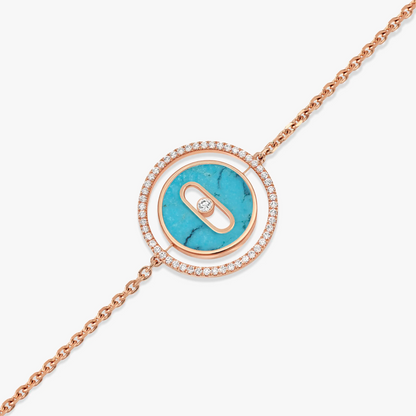 [GALE]LUCKY MOVE TURQUOISE PINK GOLD DIAMOND BRACELET