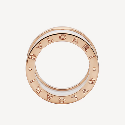 [GALE]ZERO 1 FOUR-BAND LOOPS AND WHITE CERAMIC SPIRAL PINK GOLD RING