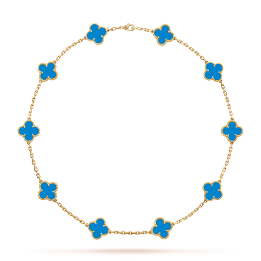 [GALE]CLOVER 10 MOTIFS BLUE AGATE NECKLACE