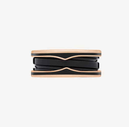 [GALE]ZERO 1 TWO-BAND WITH MATTE BLACK CERAMIC PINK GOLD RING