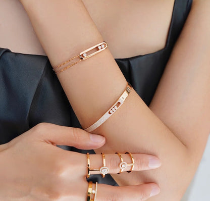[GALE]Move Noa Rose Gold Pavé Diamond Bangle Bracelet